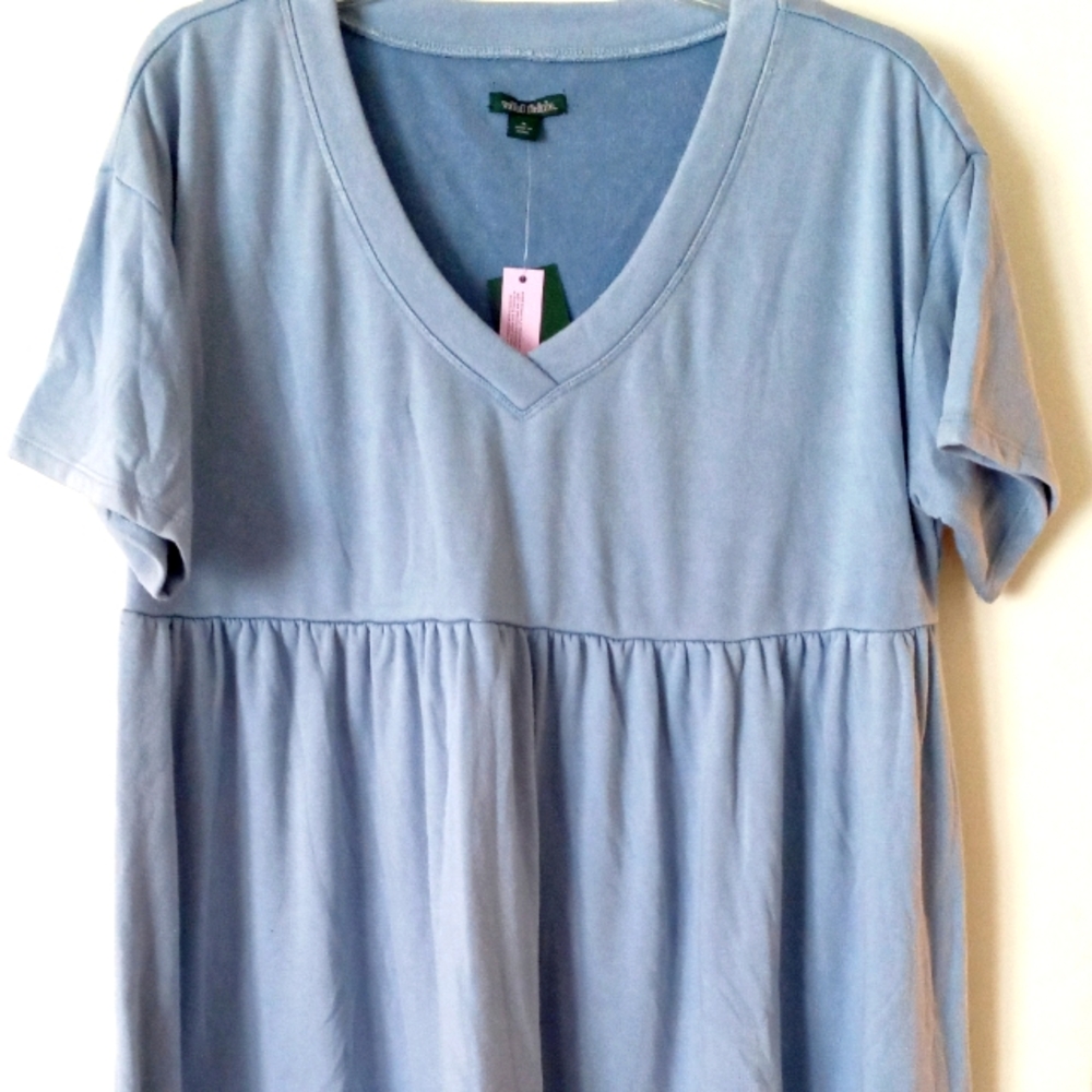 Wild Fable M v neck Terry gathered dress blue oversized NWT